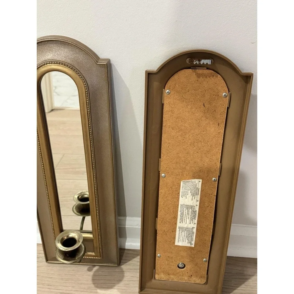 VTG Pair MCM Home Interior Wall Sconces Plastic Hollywood Regency‎ Mirror 20x7